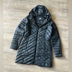 ▶️ The North Face Down Puffer Coat Womens S Black Hooded Quilted Jacket Repair